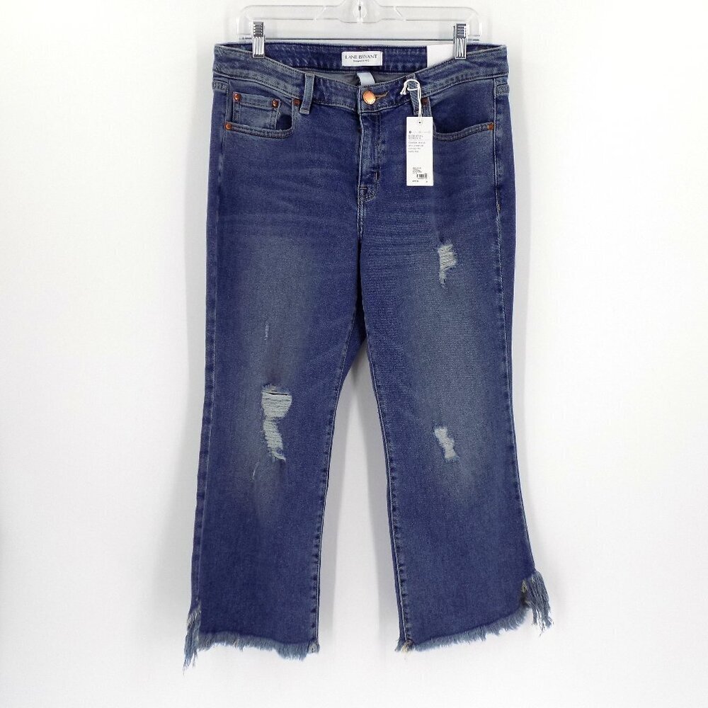 Lane Bryant Girlfriend Crop Jeans Size 14 Mid Rise Cropped Denim Blue